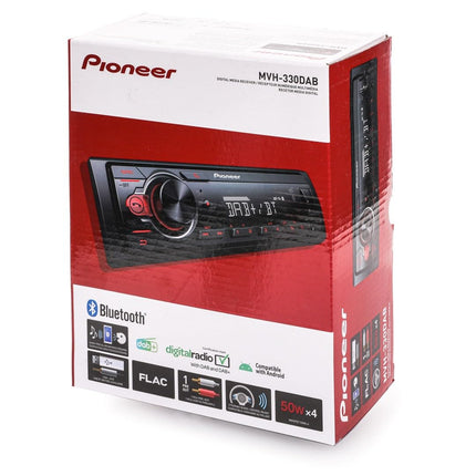 Pioneer MVH-330DAB, 1DIN autoraadio RDS ja DAB+ funktsioonidega, USB, AUX sisend, Bluetooth, madal paigaldussügavus