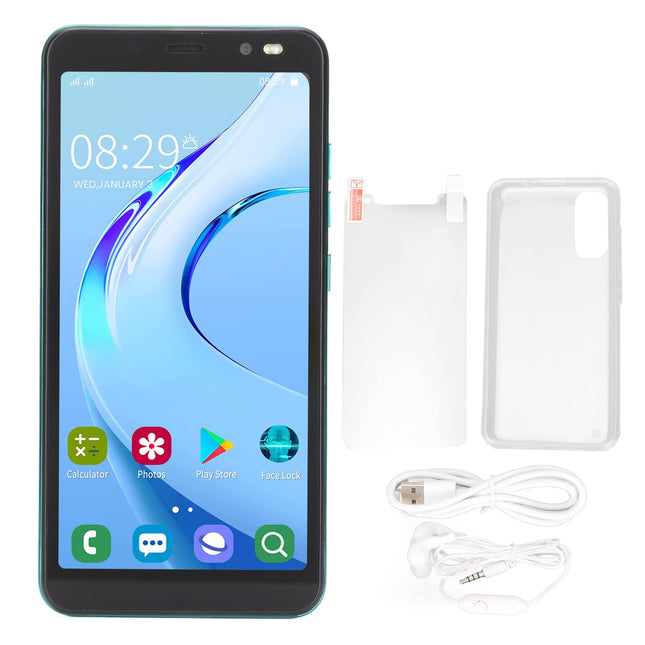 Elprico 5,45-tolline odav mobiiltelefonid ilma lepinguta, Rino4 Pro HD ekraaniga mobiiltelefon, 1 GB RAM, 8 GB ROM, kahekordne SIM-kaart, 2200 mAh, 2 MP ja 5 MP kahekordne kaamera (roheline)