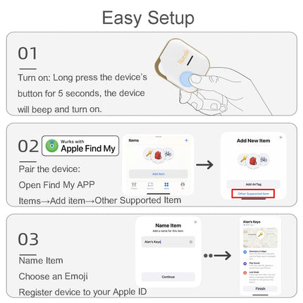 Nutale Air Pro Key Finder Tag Black - Only IOS - 1PCS Find Keys with Bluetooth Bluetooth Item Finder Tracker Locator Works with iPhone or iPad - With Separate Battery Compartment
