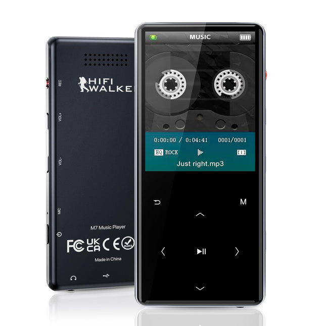 192 GB kaasaskantav MP3-mängija Bluetooth 5.0-ga, 2,4-tolline Srceen muusikapleier sisseehitatud kõlariga, mini-diktofon 64 GB micro SD-kaardiga, puutetundlikud nupud, diktofon, e-raamat, kõrvaklapid mustad