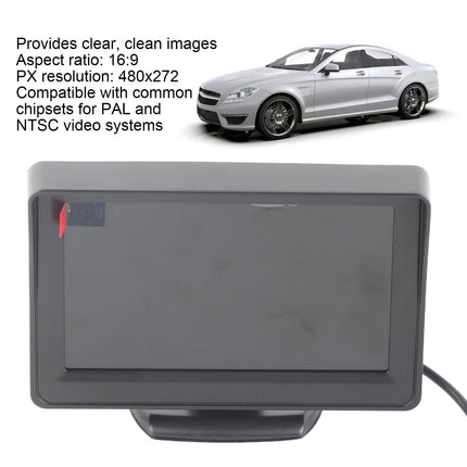4.3-inch TFT Display Car Monitor with Sun Visor, Rear View Monitor, Color LCD Display, Backup Camera, Waterproof Car Monitor for Car, SUV, Van, Truck, Black