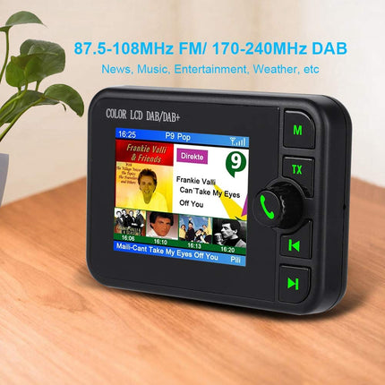 DAB Car Radio Adapter, 2.4 inch Color LCD Portable Car Radio DAB with Bluetooth Handsfree System, DAB Digital Radio Tuner Car DAB Radio 170-240MHz with M Transmitter Antenna