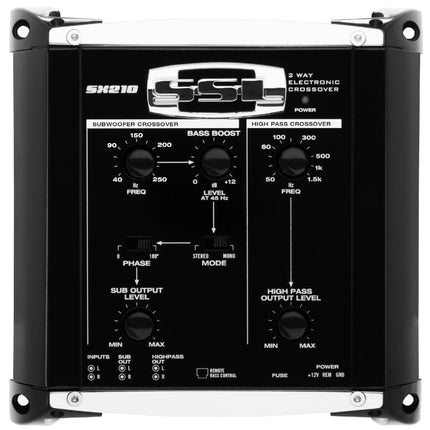 KOMPLEKT SOUNDSTORM SSL SX210 JAOKS 1 kahesuunaline elektrooniline crossover-ekvalaiser 2 esi-/subwoofer-väljundit kaugjuhtimispuldiga Bassikõlar kaasas, 1 tk