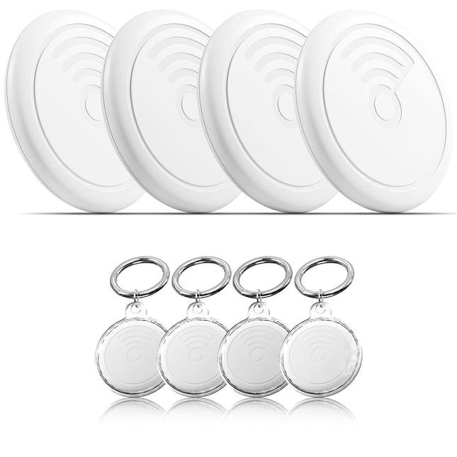 Air Tracker Tag Item Finder, 4 Pack, Compatible with Apple Find My (iOS Only), Replaceable Battery Item Locator with 4 Waterproof Cases and Keychains for Keys, Luggage, Suitcase,