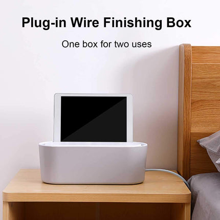 PORRASSO Cable Box Cable Management Box Cable Organizer Storage Box for Hiding Power Strips Adapters Cables - 12.6 x 4.7 x 5.1 Inch White