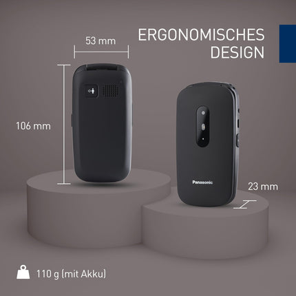 Panasonic KX-TU446EXB seenioridele mõeldud lepinguta mobiiltelefon (SOS-hädaabikõne nupp, põrutuskindel, häälevõimendi, suured eraldi klahvid, suur fondi ja numbrite ekraan, valgus, 2,4-tolline värviline ekraan, klapiga telefon, must)