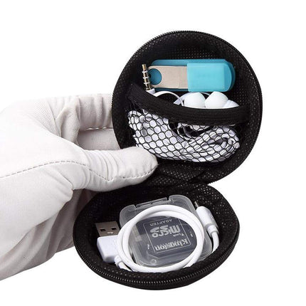 SENHAI Small Square and Round Portable Earplug Storage Box with Carabiners and 2 Headphone Cable Clips for Headphones, Bluetooth, U Disk, SD Cards