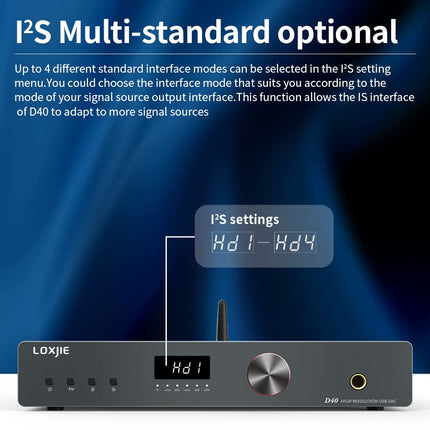 LOXJIE Hi-Res D40 DAC ja kõrvaklapivõimendi, 2xES9068AS kiip, USB/optiline/koaksiaal/AES (EBU)/I²s sisend, MQA LDAC 24bit/96kHz, APTX, SBC, AAC, THD+N -122dB