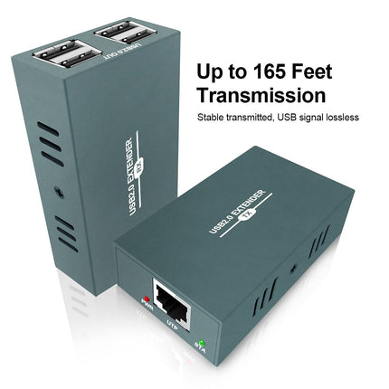 GREATHTEK USB 2.0 Extender, USB over Ethernet Cat 5e/6/7 up to 50m/165ft, 4 Hubs USB Extender Rj45, USB over Ethernet Support Windows/MacOS/Linux etc