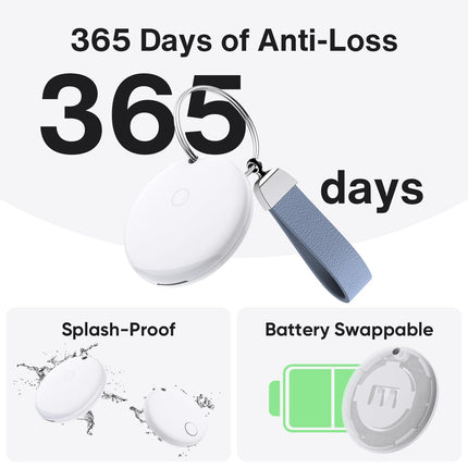 iVANKY FusionFinder nutika sildiga õhujälgija esemete leidja Apple Find My jaoks (ainult iOS-ile). Jälgige oma võtmeid, rahakotti, pagasit, seljakotti ja lokaatorit vahetatava akuga, IP67 (4-pakendis).