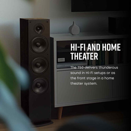 Polk Audio T50 põrandakõlar, HiFi kõlar muusika ja kodukino heli jaoks, passiivne täisribakõlar, 20–150 vatti, 8 oomi, 38 Hz – 24 kHz (tükk)