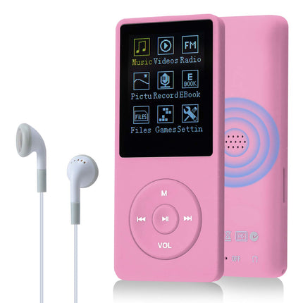COVVY 8GB Portable MP3 Music Player, Supports up to 64GB SD Card, Lossless Sound HiFi MP3 Player, Music/Video/Voice Recording/FM Radio/E-Book Reader/Photo Viewer (8G, Pink)