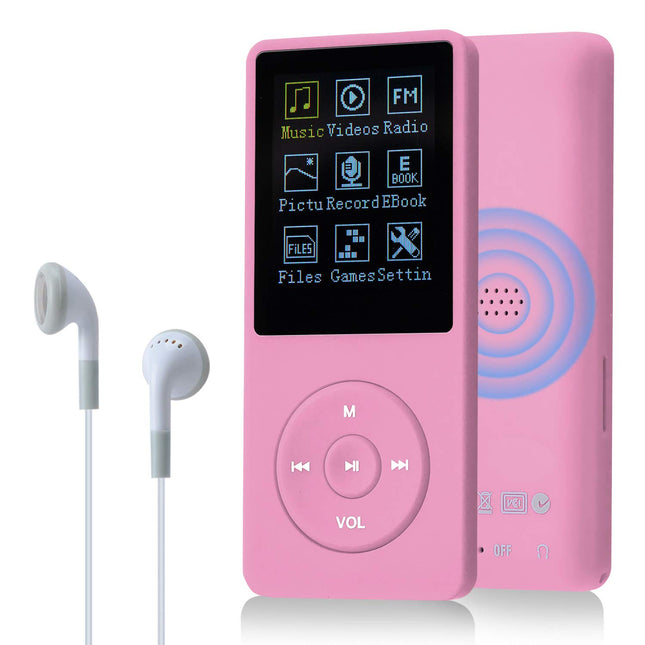 COVVY 8 GB kaasaskantav MP3-muusikamängija, toetab kuni 64 GB SD-kaarti, kadudeta heliga HiFi MP3-mängija, muusika/video/häälesalvestus/FM-raadio/e-raamatute lugeja/fotovaataja (8 GB, roosa)