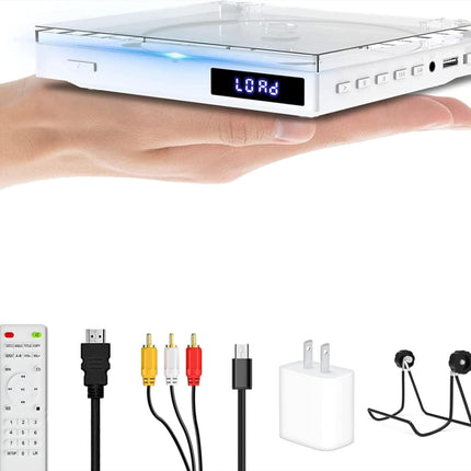 Maite Mini DVD Player Portable, Region Free with 1080P HDMI Port/AV Output, NTSC/PAL, DVD Player for TV with AV/HDMI Cables/USB Playback Remote Control and Stand no Support Blueray