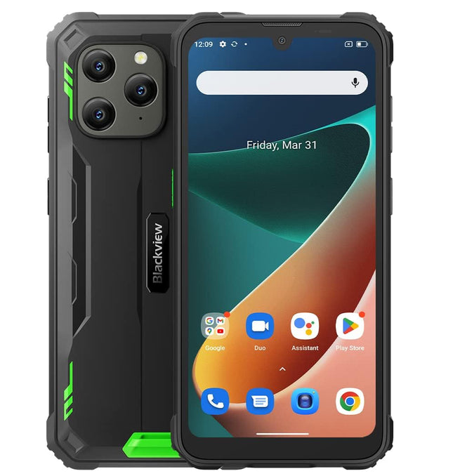 Blackview lepinguta õues kasutatav nutitelefon BV5300 PRO, ArcSoft® 13MP+8MP, 7GB+64GB (1TB laiendus), 3 kaardipesa, Android 12 DUAL SIM IP68 veekindel nutitelefon, 6.1'' HD+, 6580mAh aku, roheline