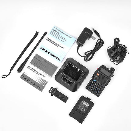 BAOFENG BF UV-5R 8-vatine kahe sagedusalaga kahesuunaline raadiosaatja (144MHz-146MHz VHF ja 430MHz-440MHz UHF) sisaldab täiskomplekti, must