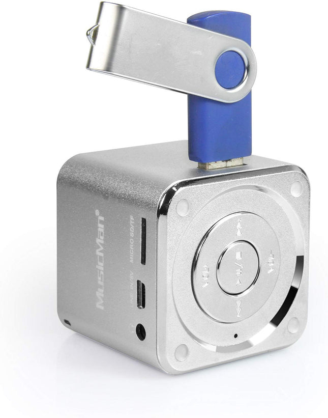 MusicMan Mini Soundstation (MP3-mängija, stereokõlar, liinisisend, SD/microSD-kaardi pesa) hõbedane