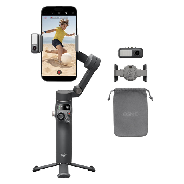DJI Osmo Mobile 7P stabilisaator iPhone'ile, Androidile, natiivne jälgimine, valgustus, 3-teljeline nutitelefoni stabilisaator, kiirkäivitus, ühe klõpsuga redigeerimine, integreeritud pikendusvarras ja statiiv