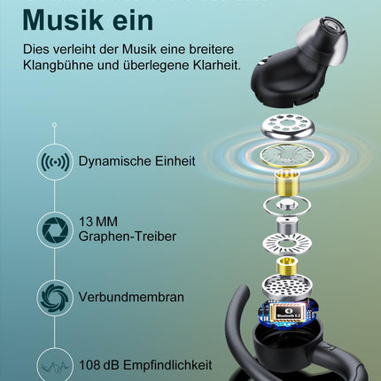 Bluetooth-kõrvaklapid spordile, kõrvasisesed kõrvaklapid, juhtmevabad Bluetooth 5.3 HD-mikrofoniga, suurepärane heli, 48 tundi mänguaega, kahekordne LED-ekraan, mugav sobivus, IP7 veekindlad spordikõrvaklapid kõrvakonksuga