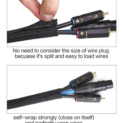 Alex Tech 13mm-7.7m self-closing cable sleeving woven cable sheath cable protector cuttable black for TV computer home theater automotive cables at home and in the office