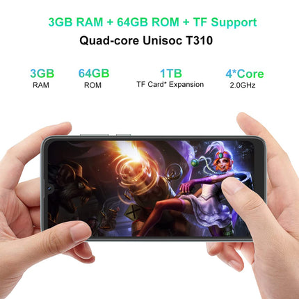 Blackview Unisoc T310 Quad-Core 3GB + 64GB, Display HD+ 6,088, Camera 13MP + 5MP, Battery 4280mAh, Mobile Phone 4G Dual SIM Android 11, Fingerprint Sensors, GPS, Black
