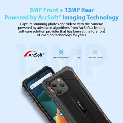 Blackview lepinguta õues kasutatav nutitelefon BV5300, ArcSoft® 13MP+5MP, 4GB+32GB (1TB laiendus), 3 kaardipesa, Android 12 DUAL SIM IP68 veekindel nutitelefon, 6.1'' HD+, 6580mAh aku, GPS must