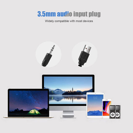 Kaasaskantav heliriba, stereoheliriba USB-kaabli ja muusikapleieriga, bassiruumi helikast 3,5 mm audiopesaga arvuti, mobiiltelefonide, lauaarvuti, sülearvuti, teleri, tahvelarvuti MP3, MP4 jaoks (must)