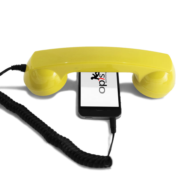 60ndate Micro kirjeldus: Retro telefonitoru Apple iPhone'idele Lightninguga/Retro telefonitoru iPhone'ile/Retro telefonitoru iPhone'ile/iPhone'i telefonitoru/iPhone'i telefonitoru, kollane