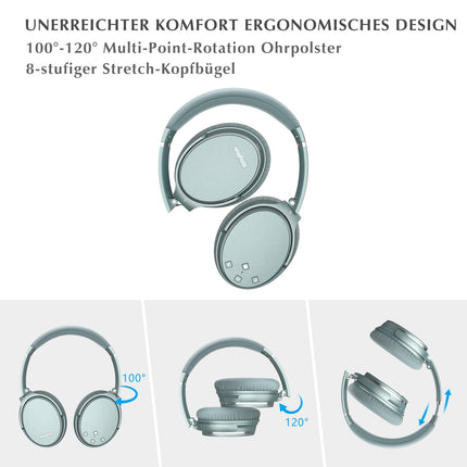 Srhythm NC35 aktiivse mürasummutusega kõrvaklapid, juhtmevabad Bluetooth-kõrvaklapid - LDAC-režiim, kiire laadimine, 50+ taasesitust, kõrvaklapid mikrofoniga, kahe seadme sidumine, mäluvalgu kõrvaklapid