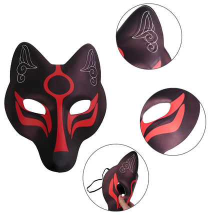 Wenrou 2 Pieces Halloween Fox Masks, Party Decorative Masks, Masquerade Costume Mask, Fox Mask, Japanese Kabuki Masks, for Carnival, Halloween, Cosplay Parties Costume Props