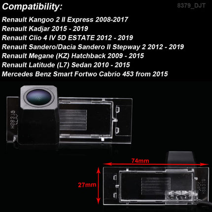1280x720 pikslit 1000TV rida auto tahavaatekaamera Renault Kangoo 2II Express Kadjar Clio 4 IV 5D Estate Sandero Dacia Megane Latitude Sedan MB Smart Fortwo Cabrio FIAT Talento Kasten jaoks
