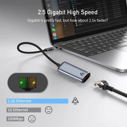 NFHK USB-C Type-C USB 3.1 kuni 2500 Mbps 2.5 Gbps GBE gigabitise Etherneti võrgu LAN-kaabliadapter sülearvutile