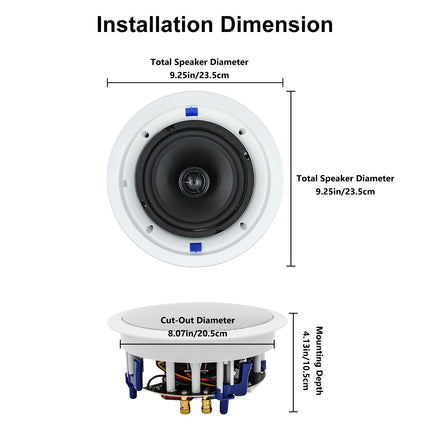 Herdio 6.5-inch Bluetooth Ceiling Speaker, 160 Watt Compatible In-Ceiling Speaker, Flush Mount Sound, for Home, Bathroom, Kitchen, Office with Full Range Sound