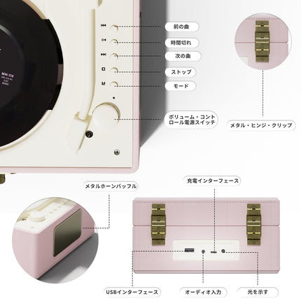Portable CD player with remote control, 3600 mAh battery, speaker, pink