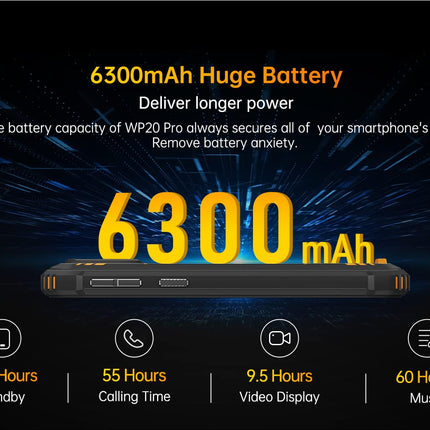 OUKITEL Android 12 Outdoor Mobile Phone Without Contract WP20 PRO, 20MP Dual Camera IP68 IP69K Rugged Smartphone, Octa Core 4GB 64GB, 6300mAh Battery, 5.93'' HD+, Dual SIM, Face Unlock, GPS NFC Black