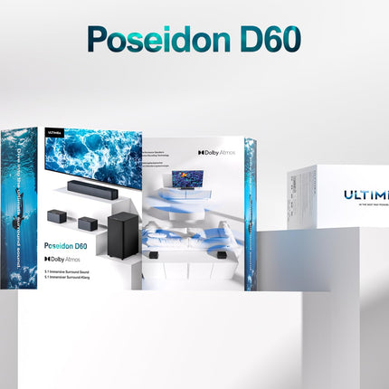 ULTIMEA 5.1 Dolby Atmos, 3D ruumilise heli süsteemi heliriba teleritele, heliriba subwooferiga, teleri kõlar kodukinole reguleeritava bassiga, Poseidon D60 seeria