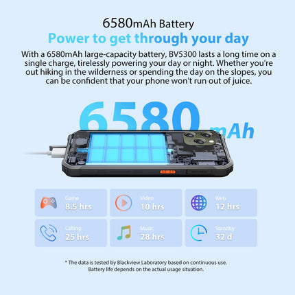 Blackview lepinguta õues kasutatav nutitelefon BV5300, ArcSoft® 13MP+5MP, 4GB+32GB (1TB laiendus), 3 kaardipesa, Android 12 DUAL SIM IP68 veekindel nutitelefon, 6.1'' HD+, 6580mAh aku, GPS must