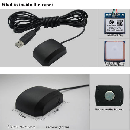 Geekstory VK-162 G-Mouse USB GPS Dongle M8030 Chip 72 Channel Navigation Module External GPS Antenna Remote Mount USB GPS Receiver with Flash for Raspberry Pi Support Google Earth Window Linux