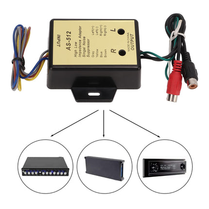 Audio System Output Converter 2-Channel Line High Low Level Converter 2-Channel Line High Low Impedance Adapter Audio Speaker Level Output Converter