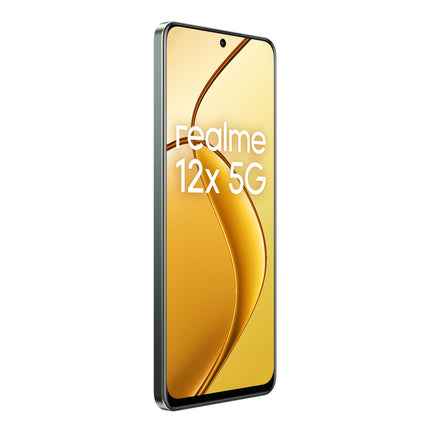 realme 12x 5G nutitelefon 6+128 GB, 50MP tehisintellektiga kaamera, 5G kahe SIM-kaardiga kahekordne ooterežiim, TÜV SÜD 48-kuuline sujuvuskaitse, 120Hz silmadele mugav ekraan, 360° NFC, 5000mAh aku, helendav must (ilma adapterita)