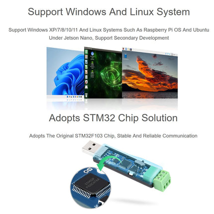 USB to CAN Adapter Analyzer CAN Bus Converter Based on STM32 Chip, Supports Windows 11/10/8/7/XP and Raspberry Pi OS/Jetson Nano Ubuntu etc. Linux Systems, with USB Cable