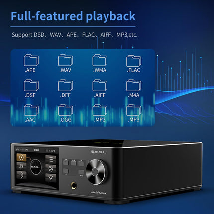 SMSL DP5SE audiopleier, HiFi-pleier, tasakaalustatud eelvõimendi, võrgumuusikapleier ES903902MD/A kiibiga, DLNA AirPlay Hiby Link, USB/optiline/koaksiaal/I2S/AES/EBU/6,35 mm kõrvaklapiväljundiga