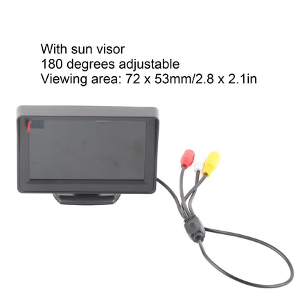 4.3-inch TFT Display Car Monitor with Sun Visor, Rear View Monitor, Color LCD Display, Backup Camera, Waterproof Car Monitor for Car, SUV, Van, Truck, Black