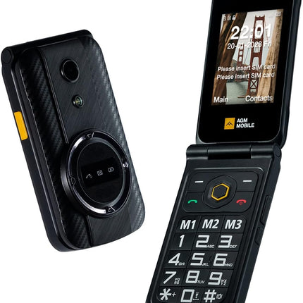 AGM M8 FLIP lepinguta klapiga telefon 4G, suurte nuppudega seenioride telefon, veekindel, SOS, kuuldeaparaatidega ühilduv, kiirvalimine, 104 dB kõlar, kahekordne SIM-kaart, 1500 mAh, must