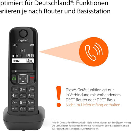 Gigaset AS690HX - DECT-telefonitoru laadimisalusega - Fritzboxiga ühilduv - kvaliteetne juhtmeta telefon ruuteritele ja DECT-baasjaamadele - suure kontrastsusega ekraan, must [saksakeelne versioon] [ilma baasjaamata]