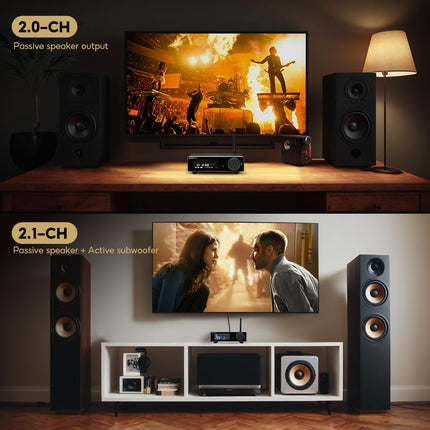 AIYIMA A80 võimsusvõimendi DAC koos PFFB TPA3255D2 stereo HiFi 2.0 kanaliga D-klassi Bluetooth võimendi 300Wx2 ESS9038Q2M dekoodriga kodukino vastuvõtja PC-USB koaksiaal-optilise TRS RCA sisendiga