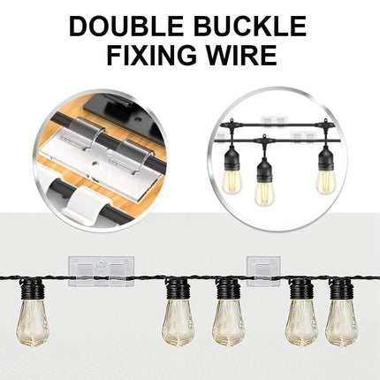 Pack of 50 hooks for indoor and outdoor fairy lights, cable holders, waterproof self-adhesive cable clips for Christmas lights, cable organizer, cable clamps, transparent cable management