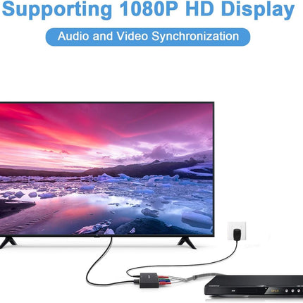 Nicoone YPbPr-HDMI-ühilduv komponendi-HDMI-ühilduv video-audio adapter DVD-mängukonsooli ja HDTV-monitori vahel