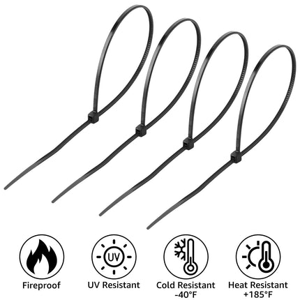 SHUESS 2000 pieces cable ties black, 200 mm x 1.8 mm, UV-resistant, self-locking cable ties for indoor and outdoor use
