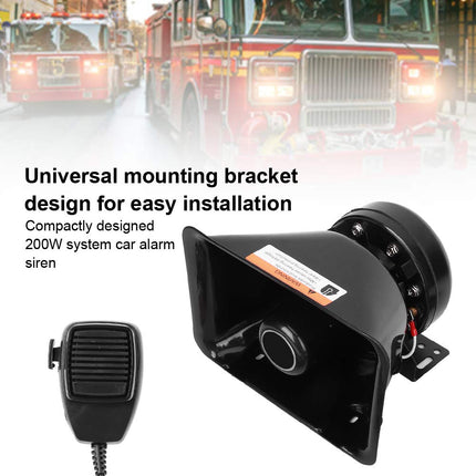 Car Alarm Horn System, 130 dB, 200 W, Loud Car Alarm Horn Kit 9T with Megaphone Speaker